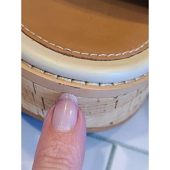 FitFlop Eloise Slides Sandals Women Stone Beige Leather Cork Wrap Wedge 9US EUC - Picture 14 of 16